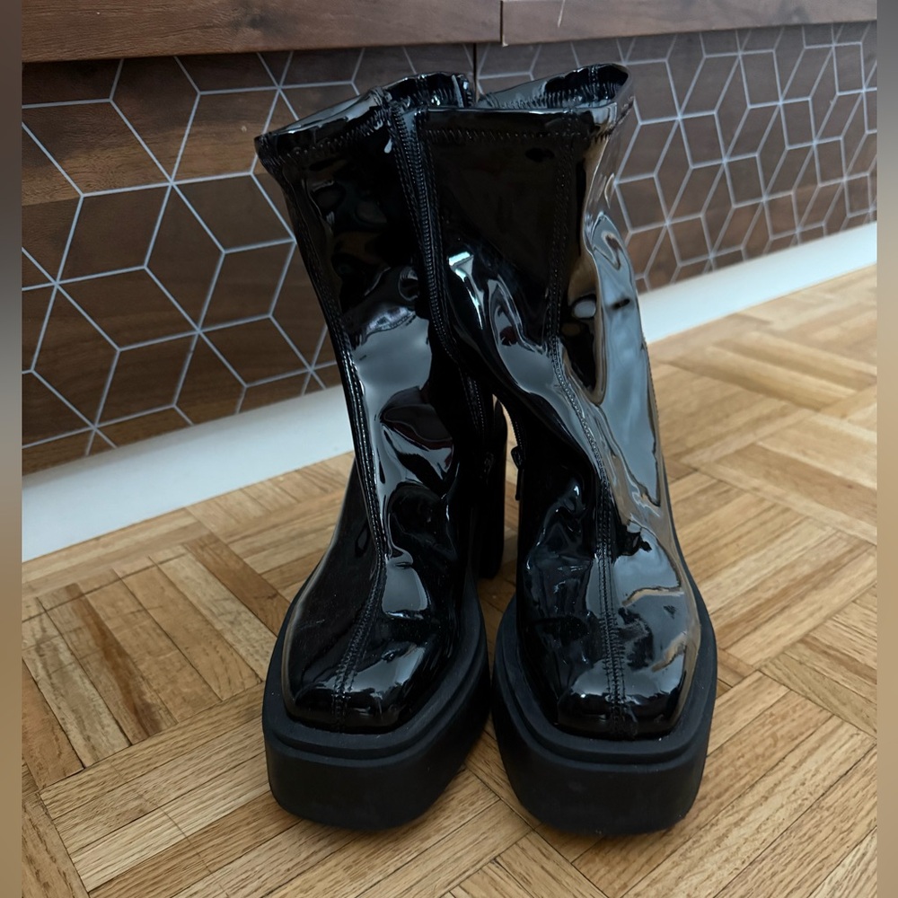 Black Patent Leather Ankle Boots